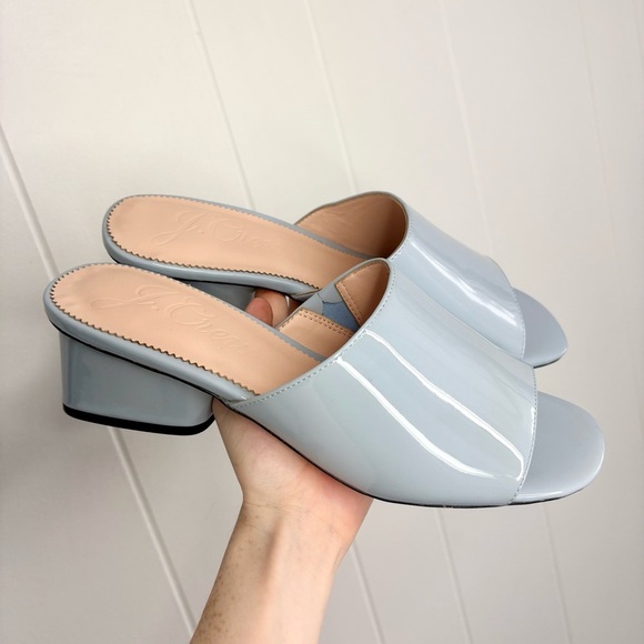 NEW J. Crew 1997 Mules in Patent Leather Icy Blue Heels Slides Sandals Size 10 - Picture 3 of 9